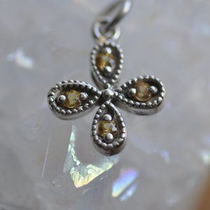 Sterling yellow sapphire flower pendant